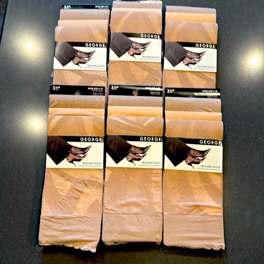 George Women's Tan Trouser Socks 18 pair shoe size 4-10